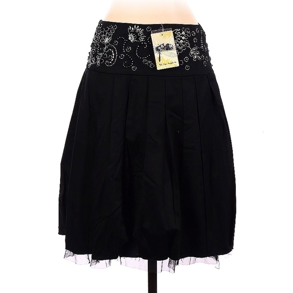Free People black beaded, pleated skirt with bow front - Picture 2 of 7
